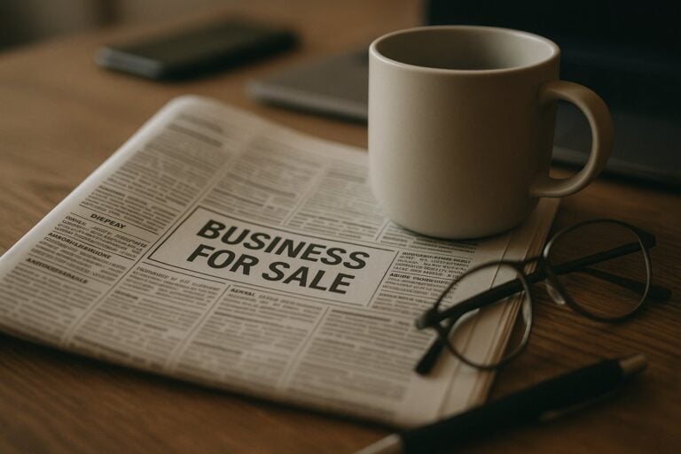 Business for sale newspaper ad symbolizing a confidential business sale in Florida